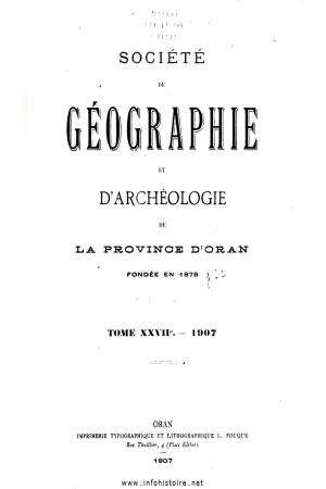 SOCIÉTÉ DE GÉOGRAPHIE et d'archéologie de la province d'Oran fondée en 1878
